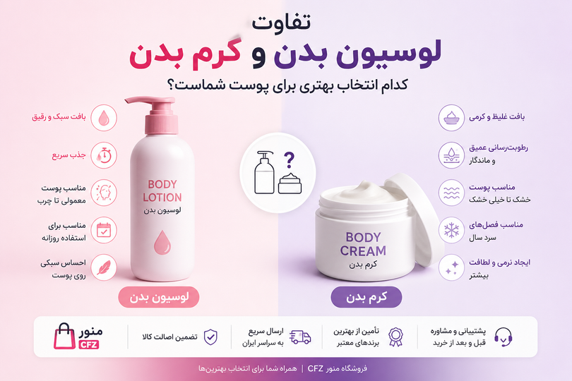 تفاوت لوسیون بدن و کرم بدن؛ کدام انتخاب بهتری برای پوست شماست؟