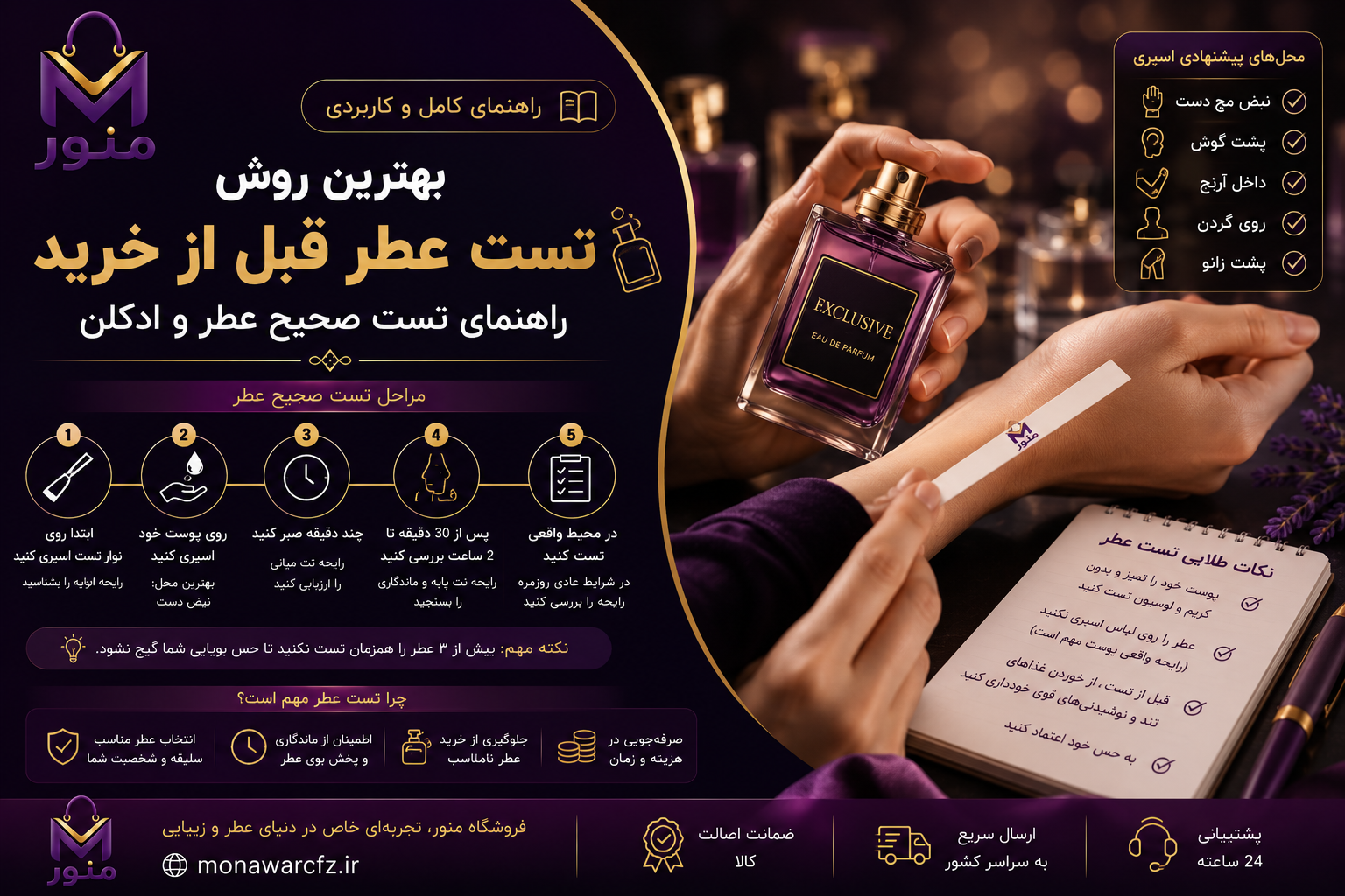 بهترین روش تست عطر قبل از خرید چیست؟ راهنمای تست صحیح عطر و ادکلن