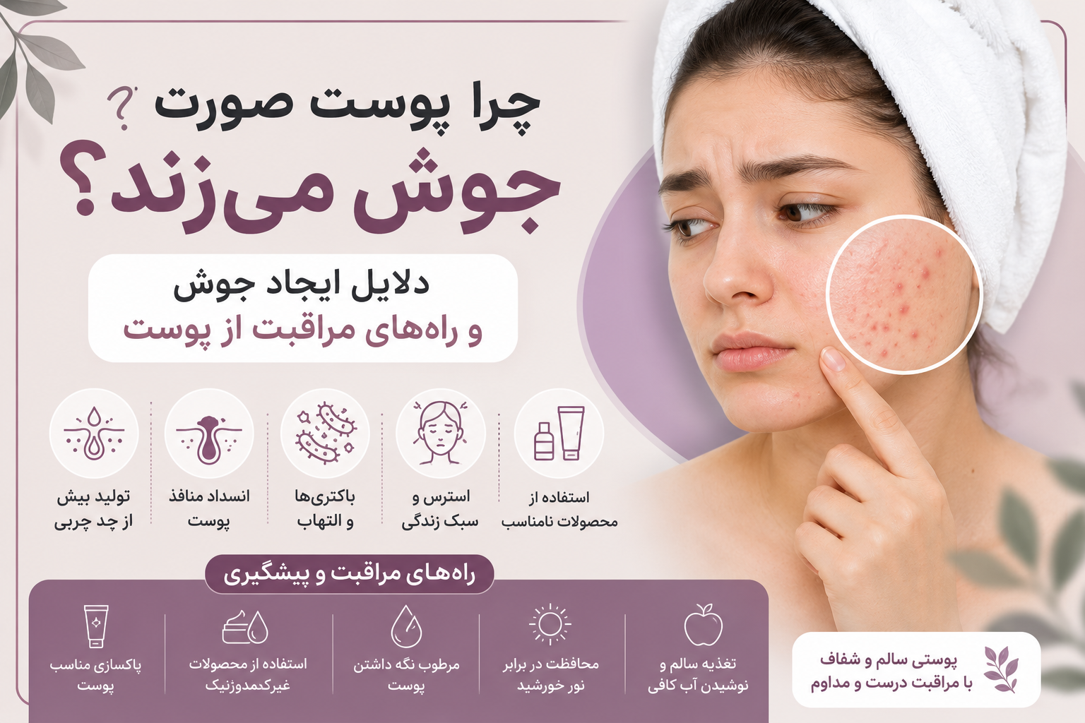 چرا پوست صورت جوش می‌زند؟ دلایل ایجاد جوش و راه‌های مراقبت از پوست