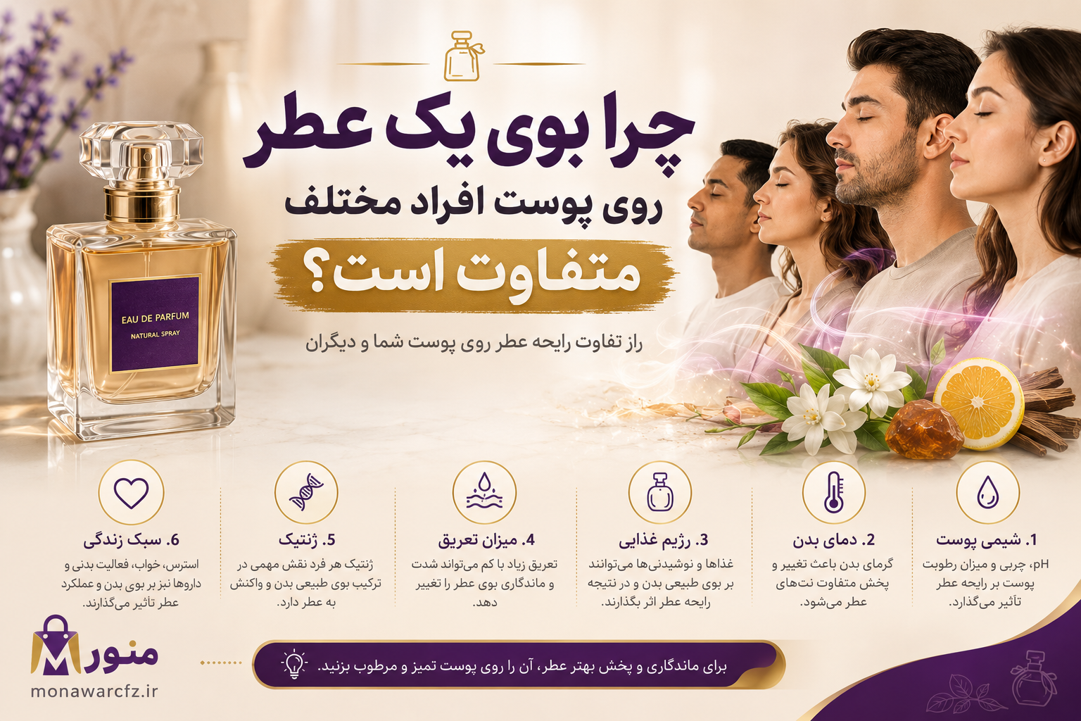 چرا بوی یک عطر روی پوست افراد مختلف متفاوت است؟