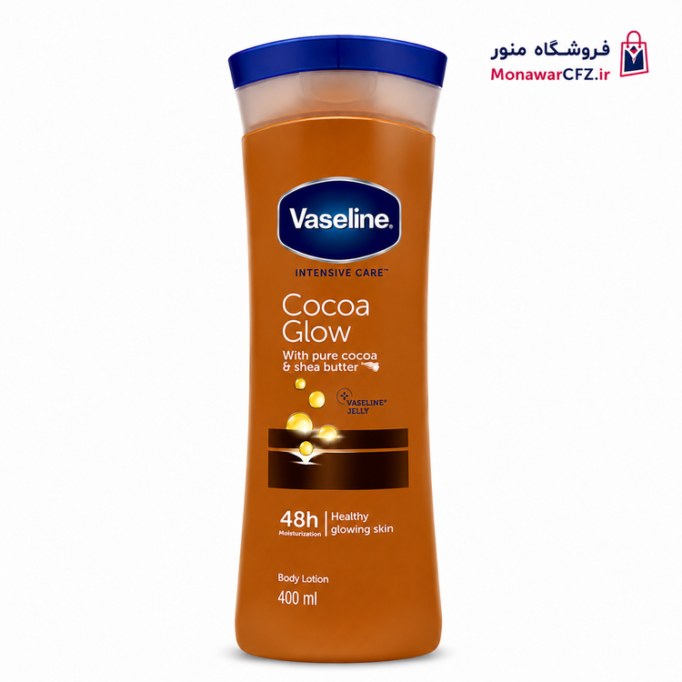 لوسیون بدن وازلین مدل Cocoa Glow حجم 400 میلی لیتر
