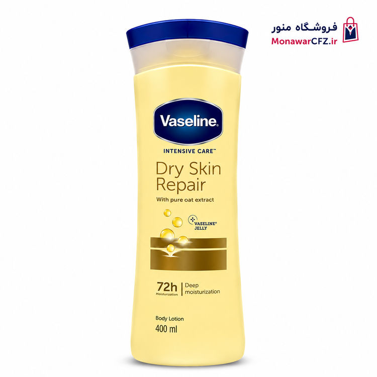 لوسیون بدن وازلین مدل Dry Skin Repair حجم 400 میلی لیتر