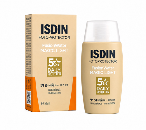 ضد آفتاب ایزدین فیوژن واتر مجیک لایت SPF 50 حجم 50 میلیلیتر با بافت سبک و رنگی