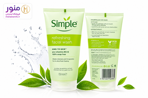ژل شستشوی صورت سیمپل مدل Refreshing Facial Wash حجم 150 میلیلیتر با زمینه سفید